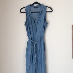 Chambray Shirt Dress with Pockets
